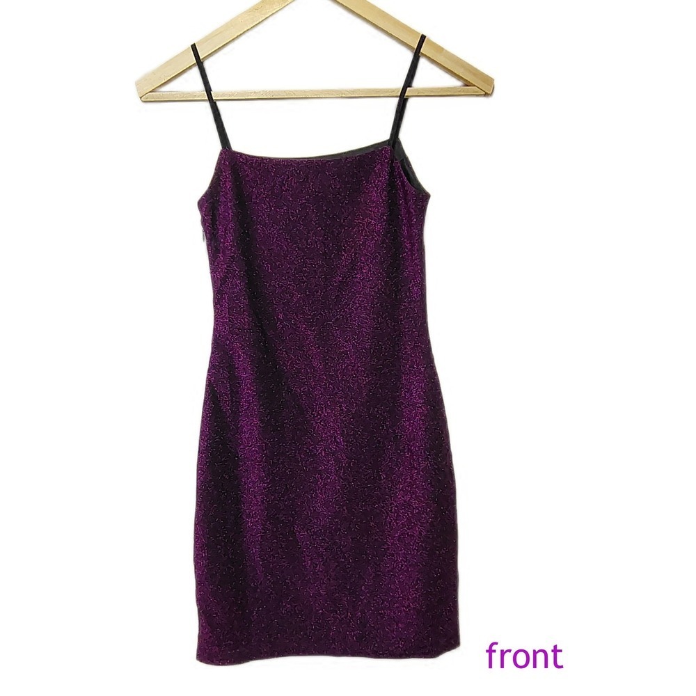 Lulus Purple Glitter Metallic Bodycon Mini Dress XS Strappy Night Out Fairy